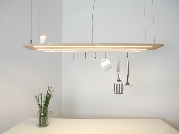 Lampe à suspension géométrique en bois : éclairage d'îlot de cuisine nordique - France