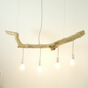 Hanging lamp driftwood lamp 4 bulbs with porcelain sockets and LED lamps