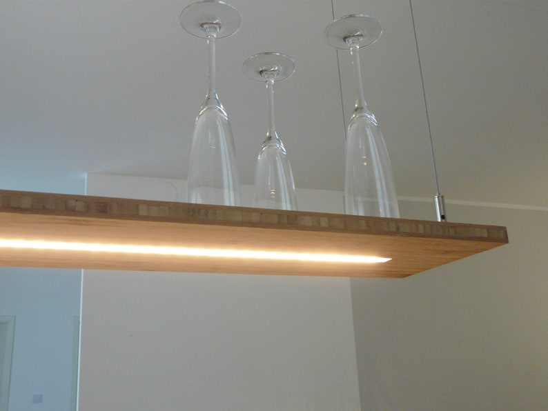 Hängelampe Bambus Hängeregal 120 cm LED-Licht Esstischlampe Leuchte Wohnzimmer Bild 2