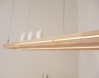 Esstischlampe / 120 cm / Hängelampe "Sandwich" / Holzlampe Buche / Wohnzimmerlampe Holz / Esstischlampe / Hängelampe Holz / Deckenlampe