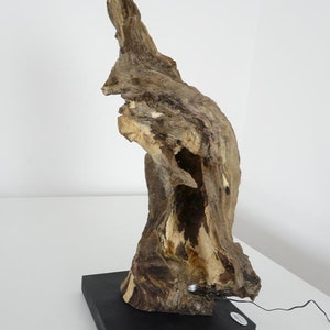 Table lamp oak burl wood sculpture image 4