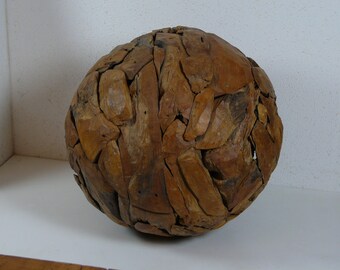 Massive teak decorative ball decorative object made from sustainable wood cultivation unique