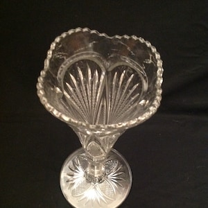 A H Heisey PINEAPPLE & FAN  No 1255 Bud Vase Clear EAPG 12&quot; T (1898-1907)