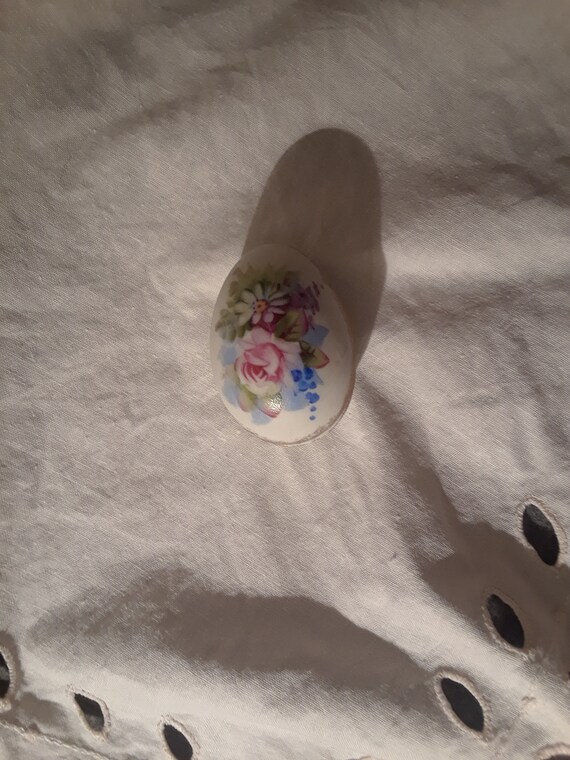 Antique Tiny Egg Shaped Handpainted Floral Bisque… - image 4