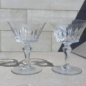 Pair (2) Baccarat Piccadilly Cut Crystal Champagne / Tall Sherbet Glasses