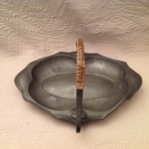 Arts & Crafts Movement Pewter Handled Basket