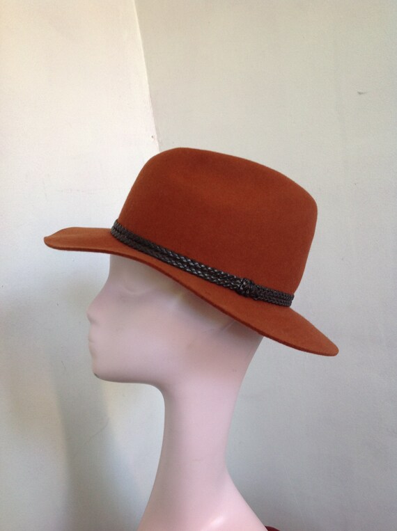 San Diego Hat Company Womens Rust Fedora Double Leather  display picture 2