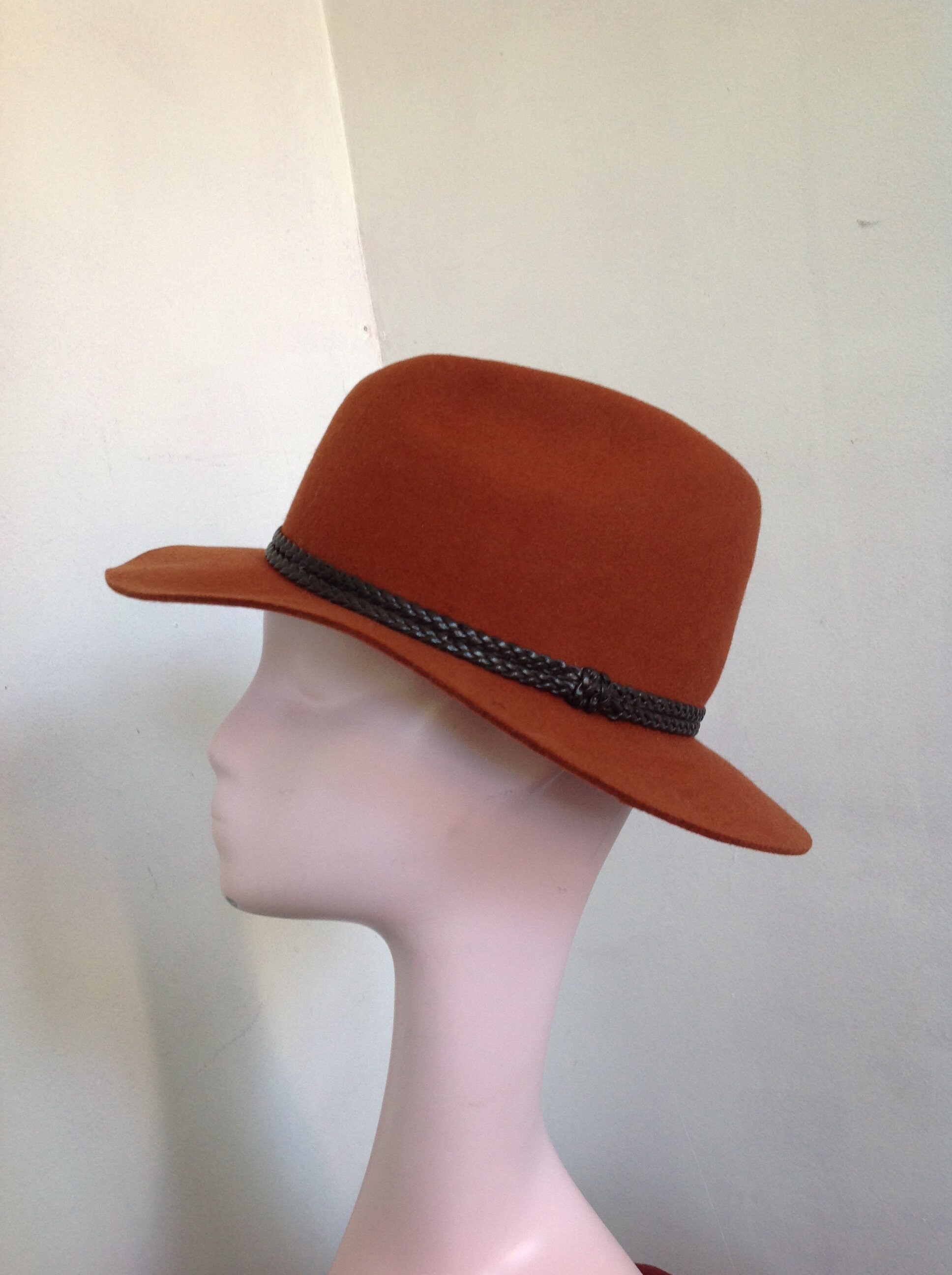 San Diego Hat Company Womens Rust Fedora Double Leather  display picture 2