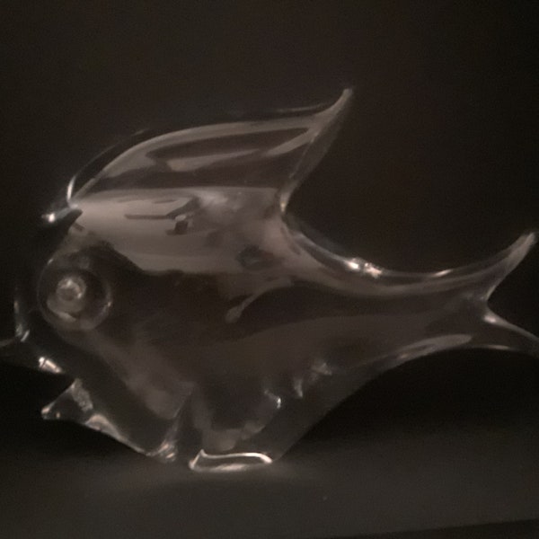FM Konstglas Ronneby Sweden Art Glass Crystal Fish Figurine