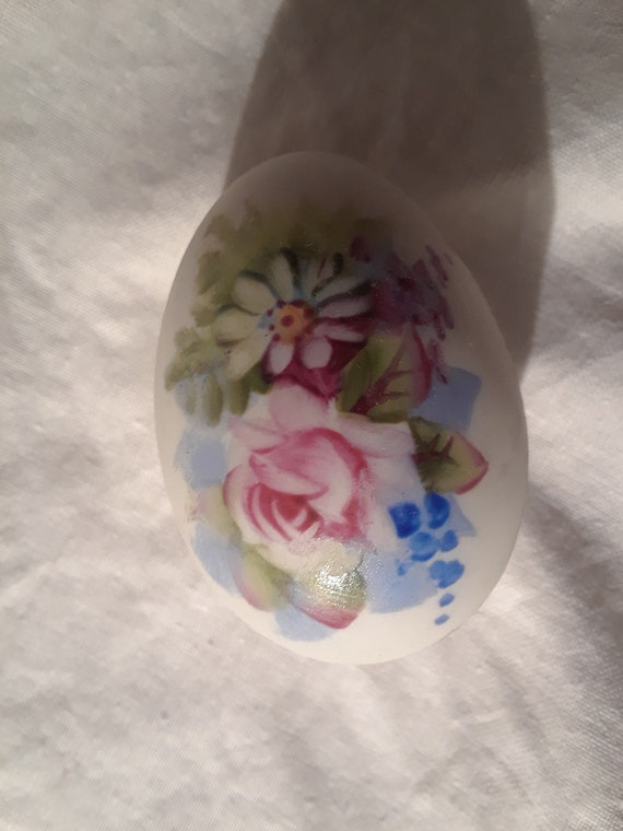 Antique Tiny Egg Shaped Handpainted Floral Bisque… - image 5