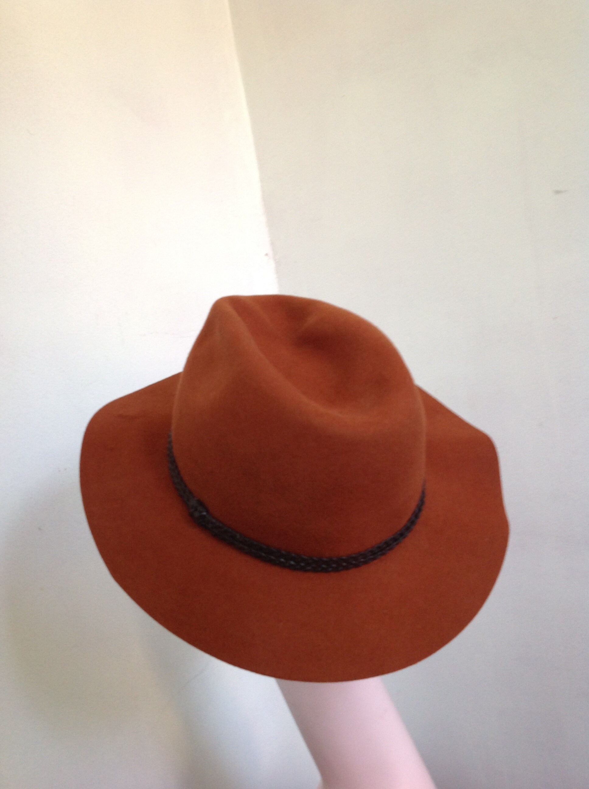 San Diego Hat Company Farrah Fedora in Rust with Patterned Band San Diego Hat Company Womens Rust Fedora Double Leather  main image 2