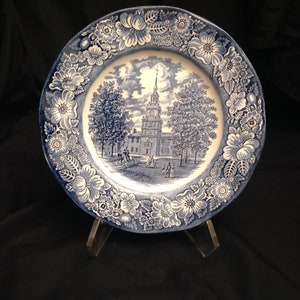 Staffordshire Ironstone Liberty Blue Independence Hall Dinner Plate 10" Ex Cond