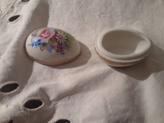 Antique Tiny Egg Shaped Handpainted Floral Bisque… - image 6