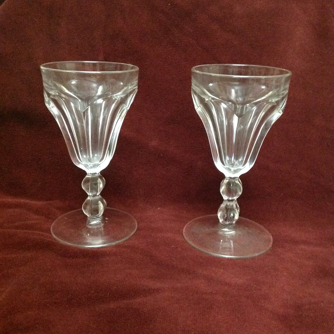 Pair 2 Heisey Colonial Clear Peerless 5 1/2 4 Oz. Claret Wine Glass