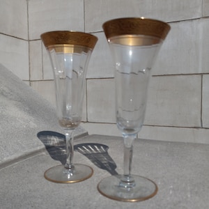 Two (2) Tiffin-Franciscan Rambler Rose Champagne Flutes 6.75&quot;