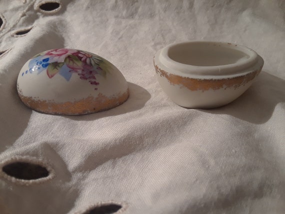 Antique Tiny Egg Shaped Handpainted Floral Bisque… - image 7