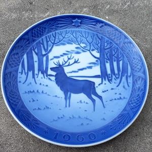 Royal Copenhagen 1960 &quot;The Stag&quot; Annual Christmas Plate 7.25&quot; Hans H. Hansen