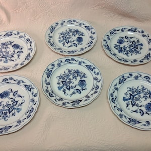 Six (6) Blue Danube Japan Onion Large SALAD PLATES Rectangle Mark