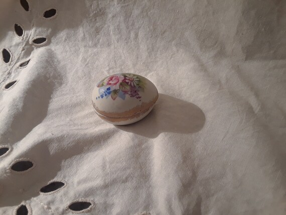 Antique Tiny Egg Shaped Handpainted Floral Bisque… - image 2