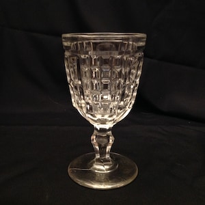 EAPG FLINT Pattern &quot;Waffle & Thumbprint&quot; Water Glass / Goblet c. 1855