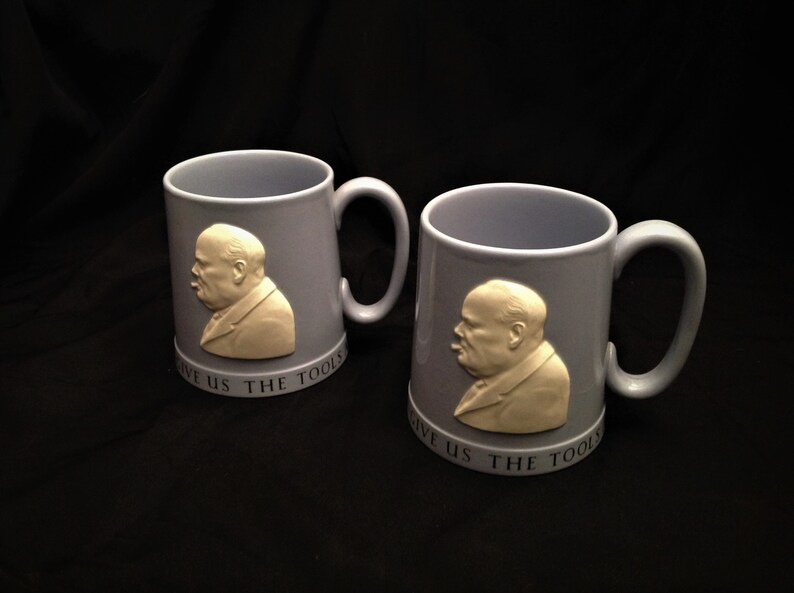 Pair 2 Wedgwood Winston Churchill Mugs Etsy