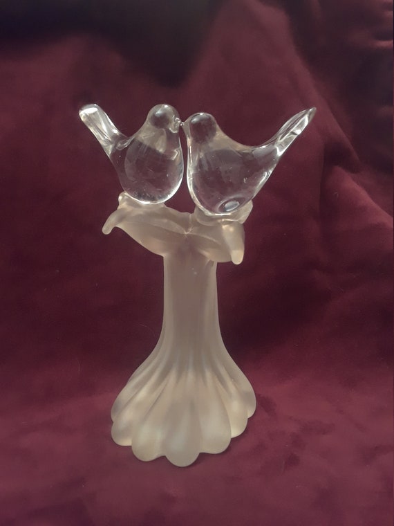 Vintage Crystal Love Birds Frosted Branch 8 Cake Topper Etsy