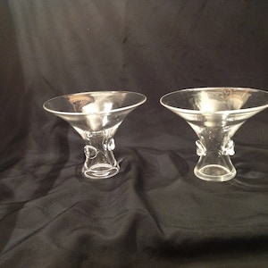 Pair (2) Steuben Glass Crystal Trumpet Flared Vases No. 7985