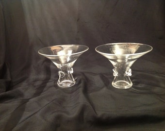 Pair (2) Steuben Glass Crystal Trumpet Flared Vases No. 7985