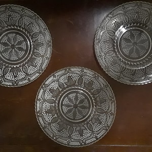 Three Federal Glass Heritage Clear Luncheon Plates