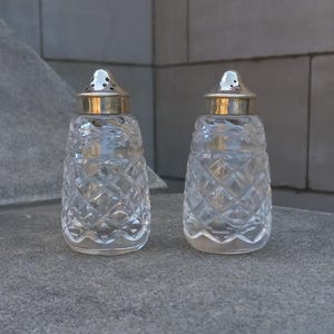 Waterford Crystal Glandore Salt and Pepper Shakers with SIlverplate EPNS Tops