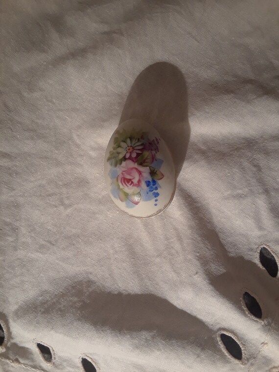 Antique Tiny Egg Shaped Handpainted Floral Bisque… - image 3