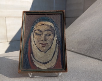 Original Oil on Board "Pieta" by Nils Hogner (1887-1970) Miniature Portrait