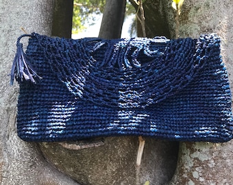 Blue raffia clutch/mother's day gift/blue straw clutch bag