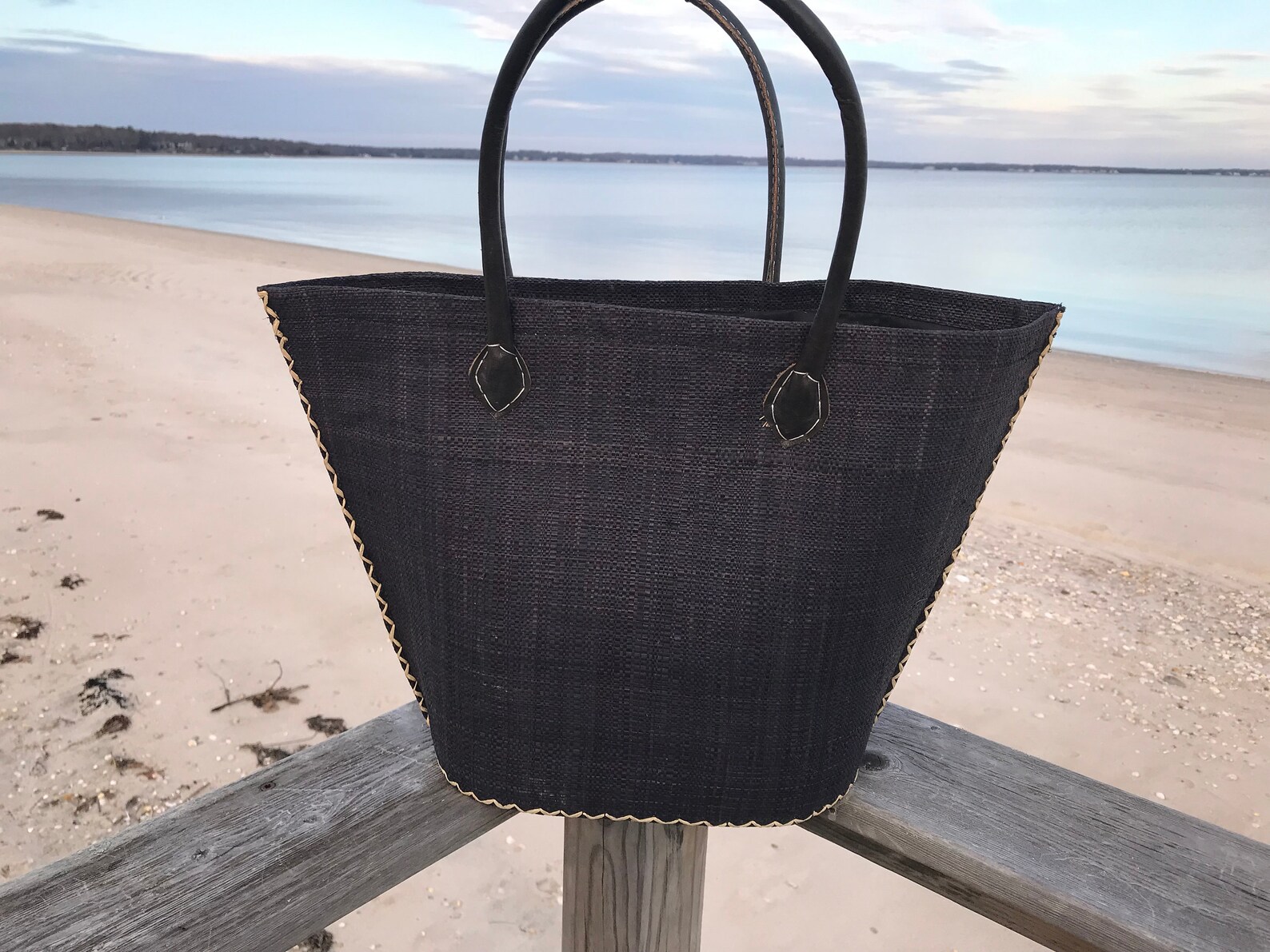 Black Woven Tote Bag Black Raffia Woven Bag Black Raffia Purse Etsy UK