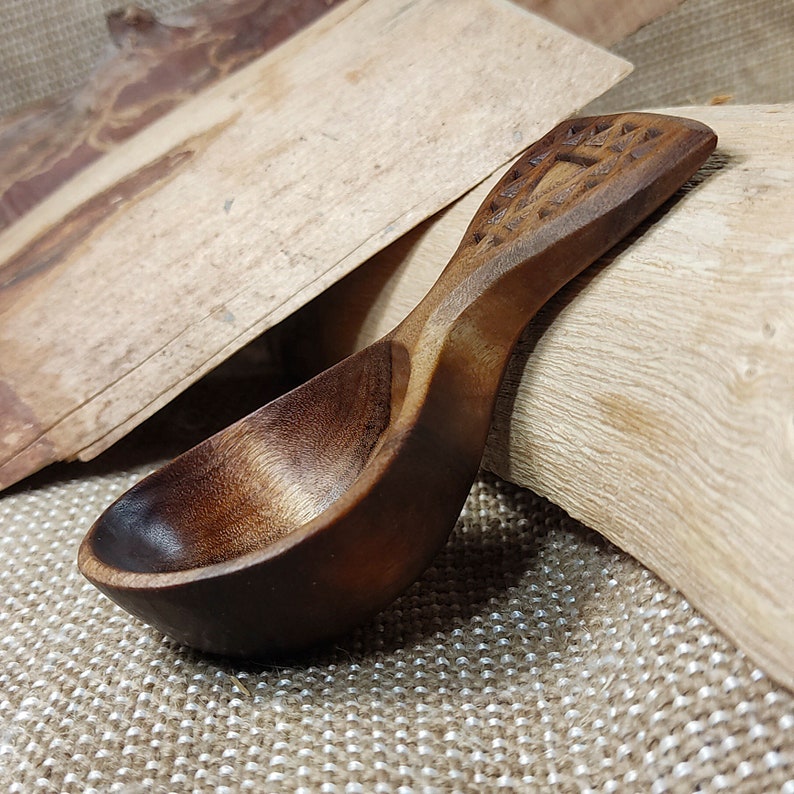 Hand carved coffee scoop wooden tea scoop small measuring Etsy