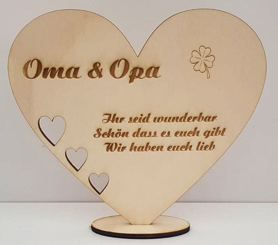Herz mit Fuß aus Speerholz Oma und Opa auch mit Etsy Österreich