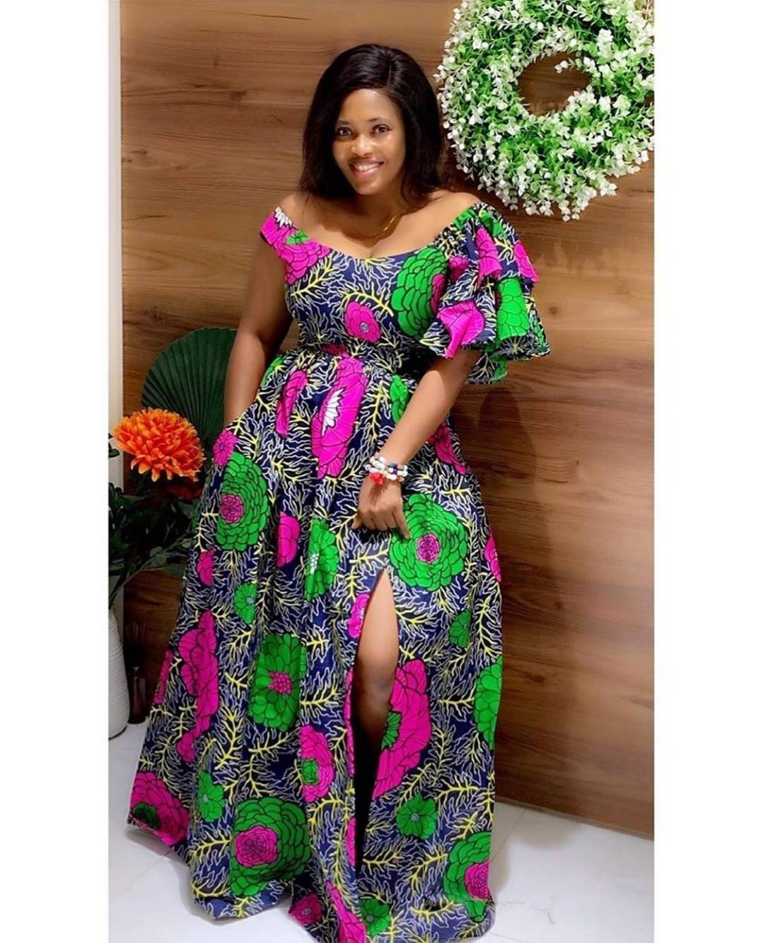 off shoulder long african dress