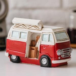 Miniature camping bus | Maritime decoration camper van | Mini decorative figure as gnome accessory | Doll's house model making