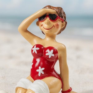 Miniatur Badefigur Frau | Maritime Dekoration Figurine Badeurlauberin | Mini Dekofigur Badefrau als Wichtel Zubehör | Puppenhaus Modellbau