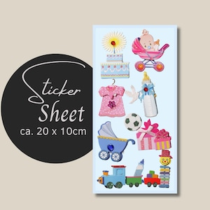 Sticker Sheet - Baby 3D | Aufkleber Taufe Geburt | journal stickers | calendar planner stickers  | Stickerbogen Babyparty