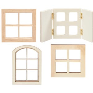 Wichtel Zubehör Fenster | Wichtelfenster blanko aus Holz | Miniatur als Dekoration zu Weihnachten | Mini Wichteltür Puppenhaus Modellbau