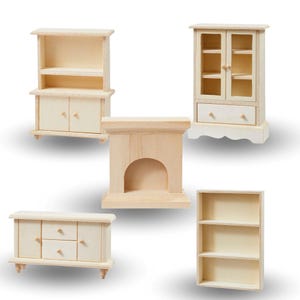 Wichtel Zubehör Wohnzimmer Möbel | Miniatur Schrank für Wichteltür Dekoration Weihnachten | Mini Kamin | Wichtelzubehör Kommode