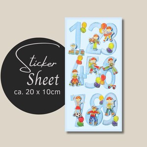 Sticker Sheet - Zahlen blau 3D | Aufkleber Kindergeburtstag | journal stickers | calendar planner stickers  | Stickerbogen Baby Geburtstag