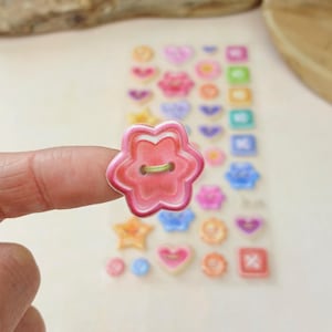 Knopf Sticker für Schneiderin | 36 Aufkleber Softy 17x9cm | Nähen Basteln DIY Herz Blume Stern Stickerbogen