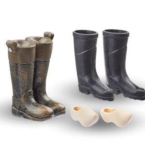 Wichtel Zubehör Gummistiefel Reitstiefel | Miniatur Holzschuh Wichteltür Dekoration Weihnachten | Mini Schuhe | Stiefel Puppenhaus Modellbau