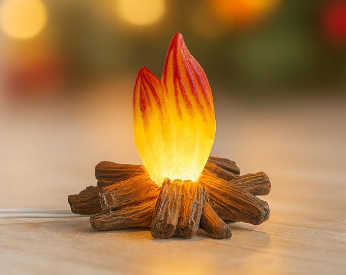 Miniature Campfire with LED Light – 4x3.5cm Glowing Fire for Dollhouse, Elf Door, Fairy Garden, Diorama