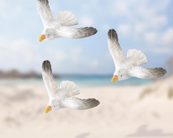 Miniature seagulls | Maritime decoration | Mini decorative figure seagull as gnome accessory | Doll&#39;s house model making