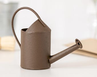Miniature watering can 5x2cm in brown metal | mini garden furniture metal can | gnome accessories garden watering can