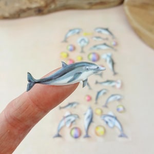 Delfin Aufkleberbogen Softy | 30 Sticker 3D Effekt | ca. 17x9cm | Meerestiere, Strand, Sommer, Kinder Deko, Scrapbooking