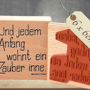Textstempel „Und jedem Anfang wohnt ein Zauber inne“ – Hermann Hesse | Motivstempel 6x6cm | Deutsch | Spruchstempel für Karten & Geschenke